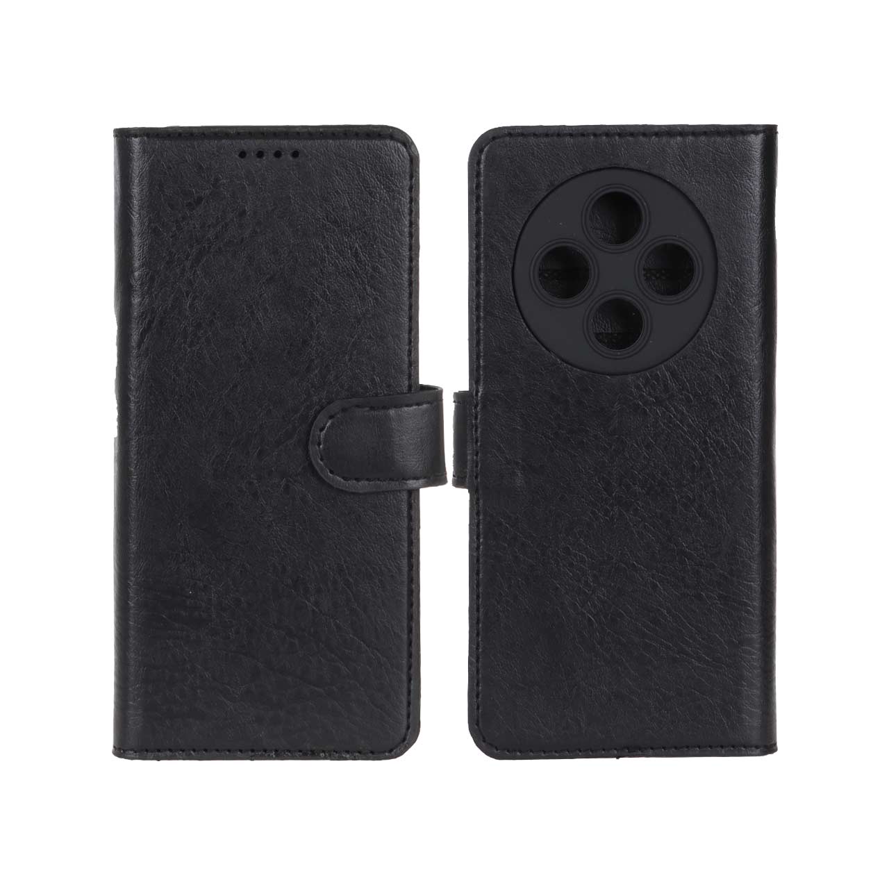 کیف موبایل چرمی مگنتی محافظ لنزدار Xiaomi Redmi 14C / Redmi A3 Pro / Redmi A4 / Poco C75 - مشکی