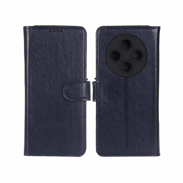 کیف موبایل چرمی مگنتی محافظ لنزدار Xiaomi Redmi 14C / Redmi A3 Pro / Redmi A4 / Poco C75 - سرمه ای