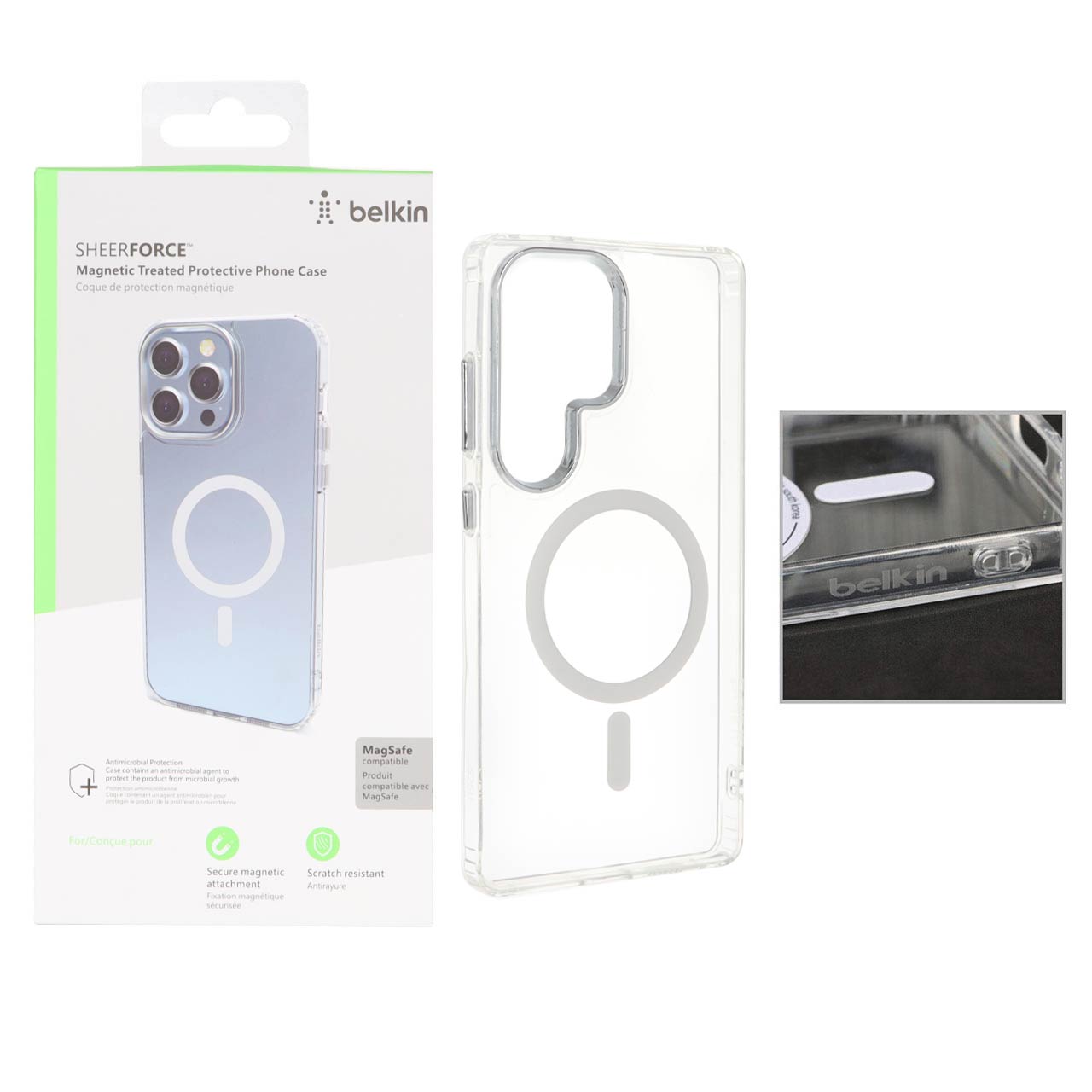 قاب اورجینال belkin شفاف Magsafe مدل Samsung Galaxy S25 Ultra (پک دار)