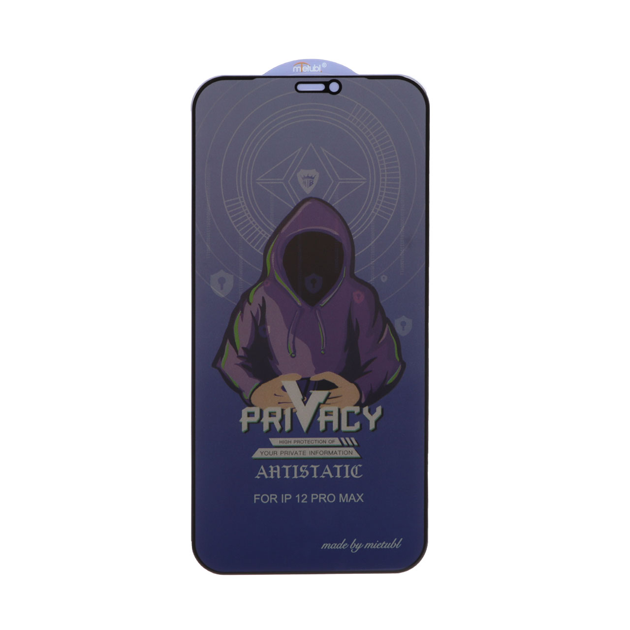 محافظ صفحه نمایش شیشه ای Full Cover Mietubl Anti Static Privacy مدل Apple iPhone 12 Pro Max