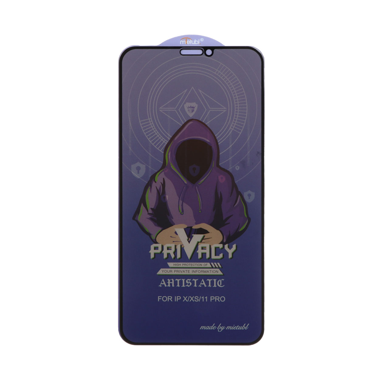 محافظ صفحه نمایش شیشه ای Full Cover Mietubl Anti Static Privacy مدل Apple iPhone 11 Pro / iPhone XS / iPhone X