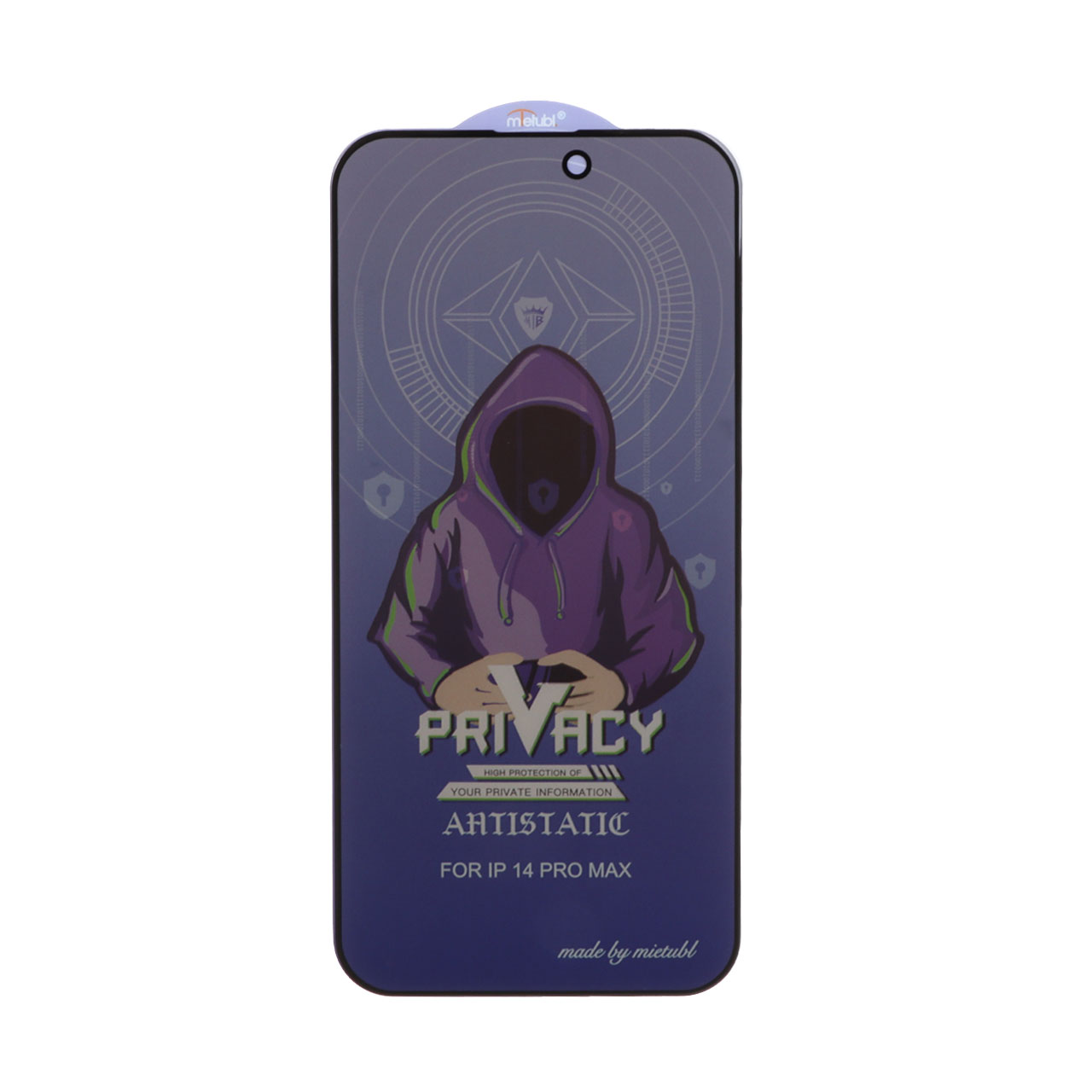 محافظ صفحه نمایش شیشه ای Full Cover Mietubl Anti Static Privacy مدل Apple iPhone 14 Pro Max