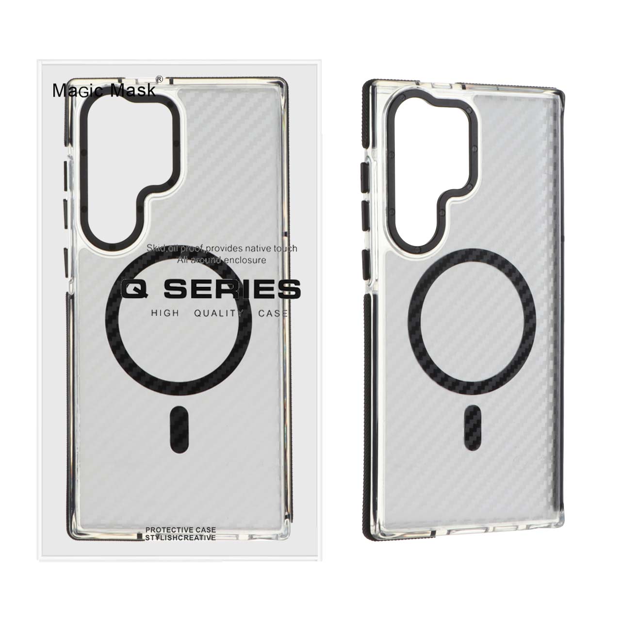 قاب اورجینال Q Series پشت کربن MagSafe مدل Samsung Galaxy S23 Ultra - مشکی (پک دار)