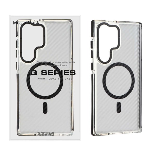 قاب اورجینال Q Series پشت کربن MagSafe مدل Samsung Galaxy S23 Ultra - مشکی (پک دار)