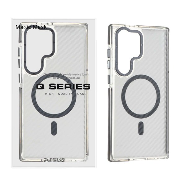 قاب اورجینال Q Series پشت کربن MagSafe مدل Samsung Galaxy S23 Ultra - خاکستری (پک دار)