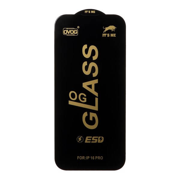 محافظ صفحه نمایش شیشه ای درجه یک Apple iPhone 17 / iPhone 16 Pro - Full Cover OG - ESD OVOG - (بدون پک) - مشکی