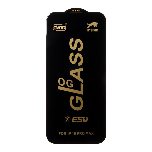محافظ صفحه نمایش شیشه ای درجه یک Apple iPhone 16 Pro Max - Full Cover OG - ESD OVOG - (بدون پک) - مشکی