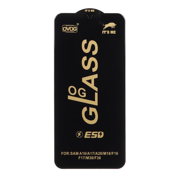 محافظ صفحه نمایش شیشه ای درجه یک Samsung Galaxy A17 / A16 / A26 - Full Cover OG - ESD OVOG - (بدون پک) - مشکی