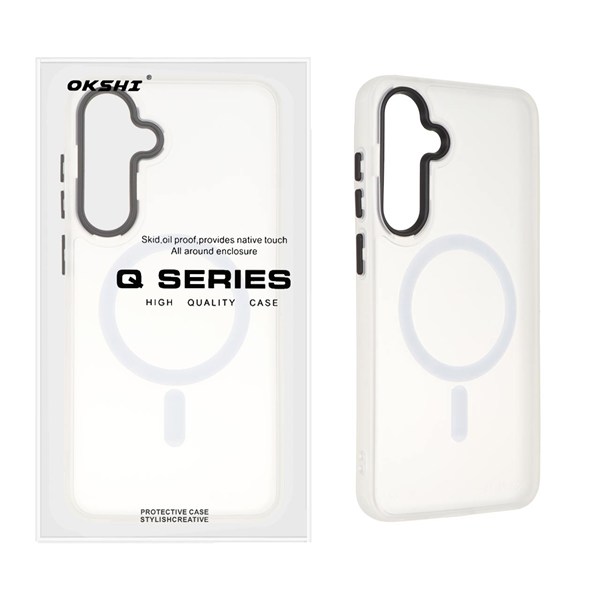 قاب اورجینال Magic Mask مات Magsafe بلک لنز Samsung Galaxy S24 FE - سفید (پک دار)