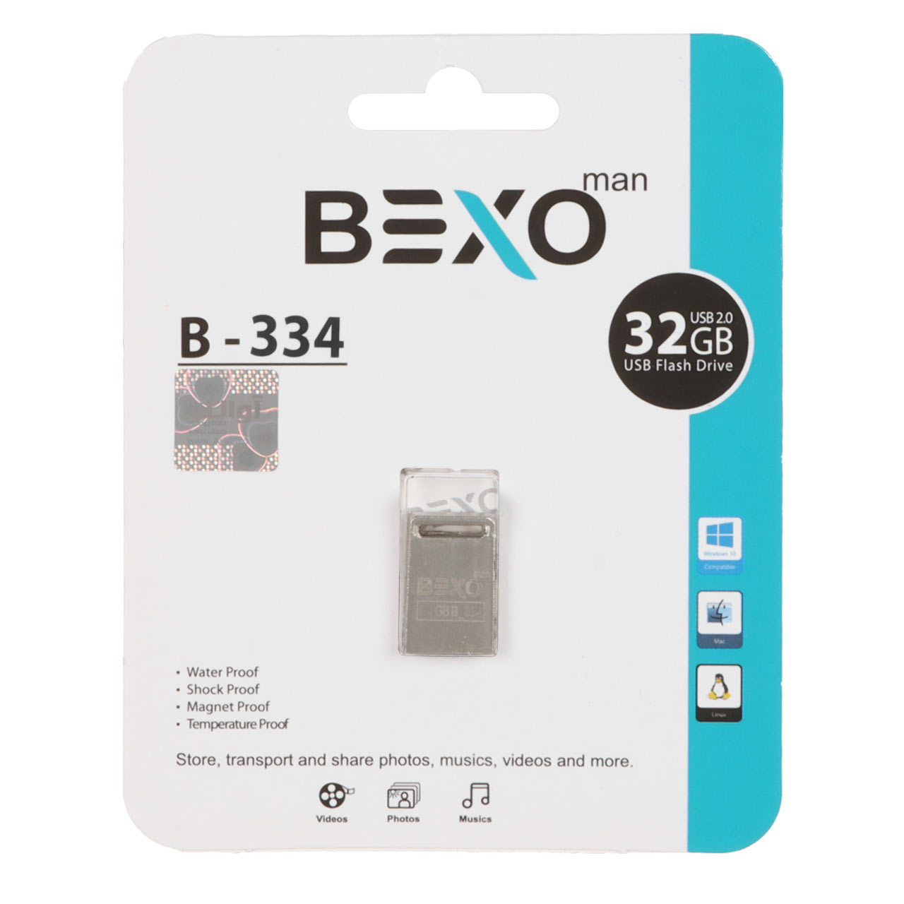 فلش مموری BEXO USB2.0 مدل B-334 ظرفیت 32GB - نقره ای (گارانتی داده پردازی آواتک)