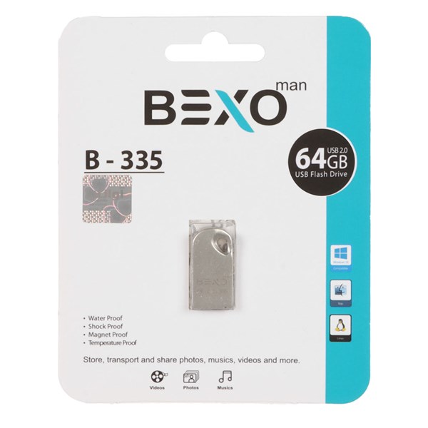 فلش مموری BEXO USB2.0 مدل B-335 ظرفیت 64GB - نقره ای (گارانتی داده پردازی آواتک)