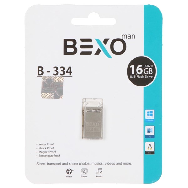 فلش مموری BEXO USB2.0 مدل B-334 ظرفیت 16GB - نقره ای (گارانتی داده پردازی آواتک)