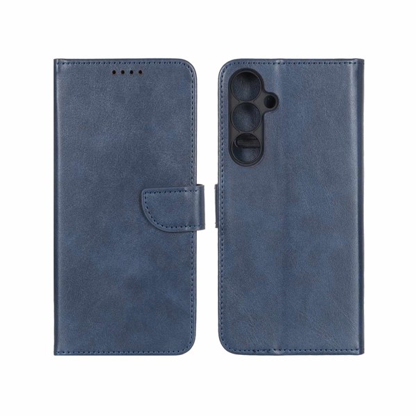 کیف چرمی موبایل مگنتی محافظ لنزدار Samsung Galaxy S24 FE - سرمه ای