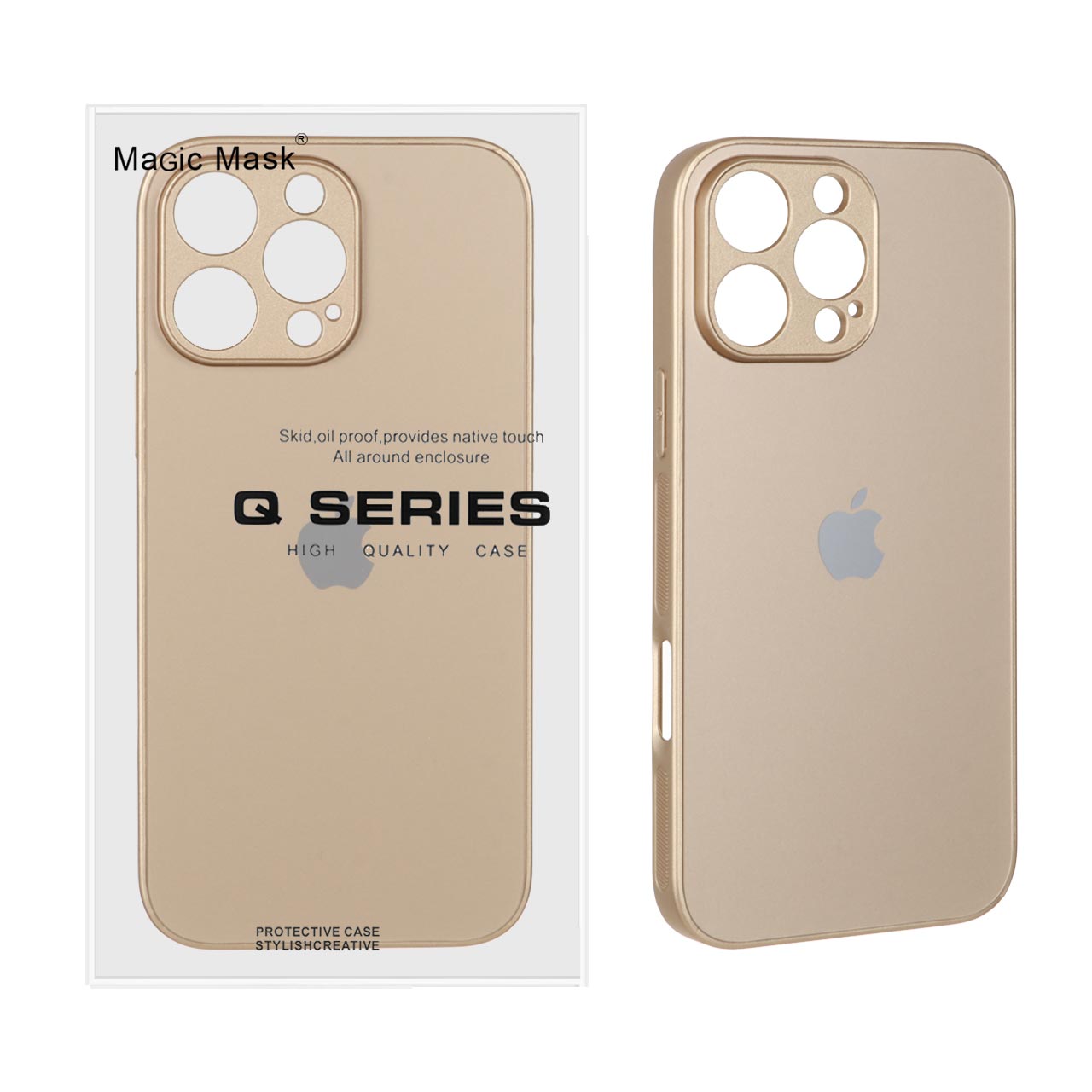 قاب اورجینال PVD ضدخش Magic Mask مدل Apple iPhone 16 Pro Max - طلایی (پک دار)