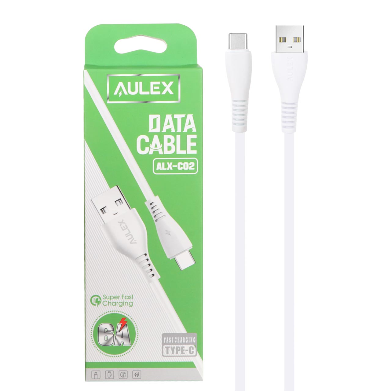 کابل شارژ فست Aulex Type-C مدل ALX-C02 - سفید DST ( شش ماهه شرکتی)