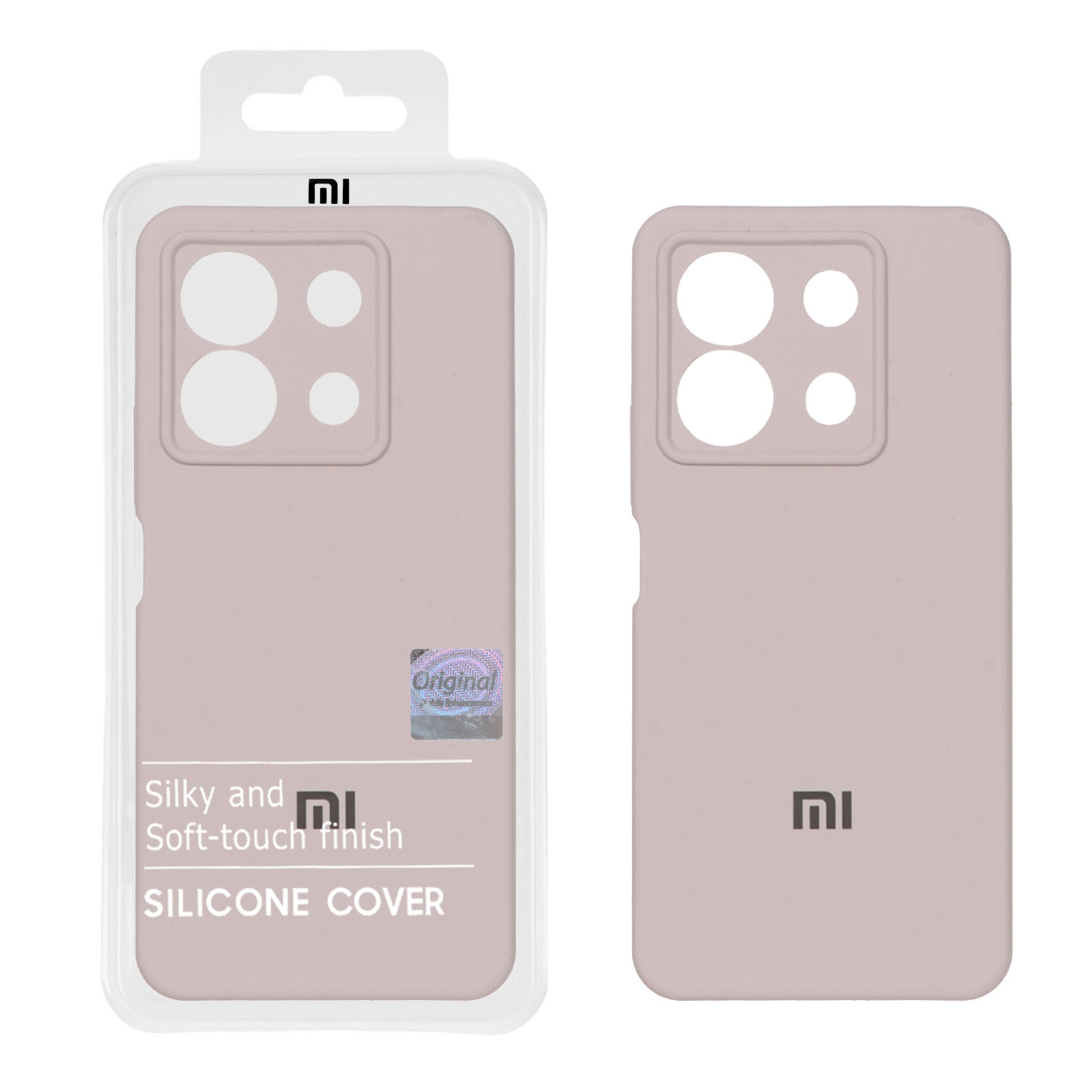 قاب سیلیکونی پاک کنی اورجینال Master Quality مدل Xiaomi Redmi Note 13 Pro 5G / Poco X6 5G - خاکی (پک دار)
