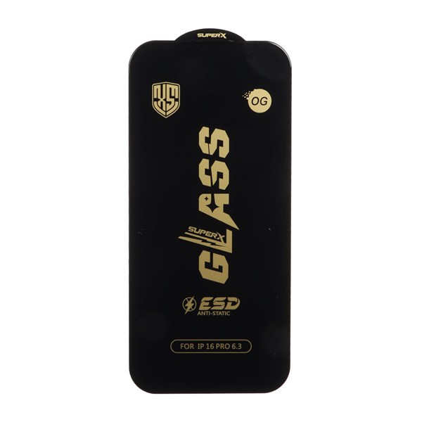 محافظ صفحه نمایش شیشه ای درجه یک Full Cover Super X OG - ESD OVOG مدل Apple iPhone 17 / iPhone 16 Pro