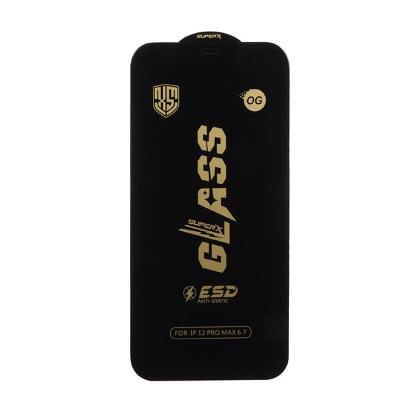 محافظ صفحه نمایش شیشه ای درجه یک Full Cover Super X OG - ESD OVOG مدل Apple iPhone 12 Pro Max