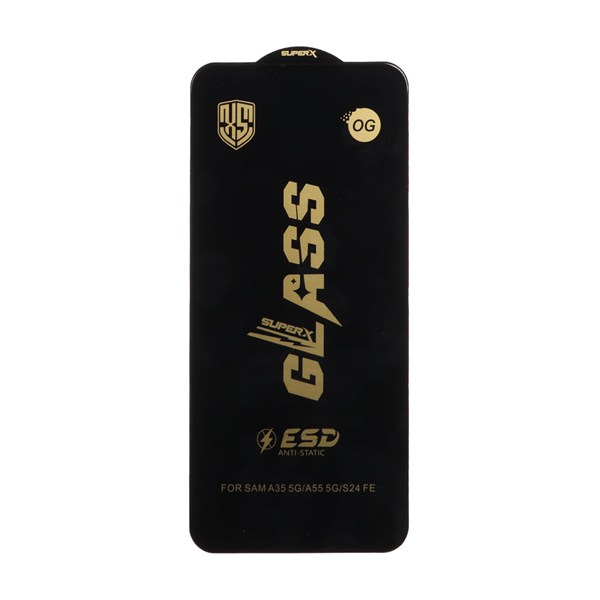 محافظ صفحه نمایش شیشه ای درجه یک Full Cover Super X OG - ESD OVOG مدل Samsung Galaxy S25 FE / S24 FE / A57 / A37 / A56 / A36