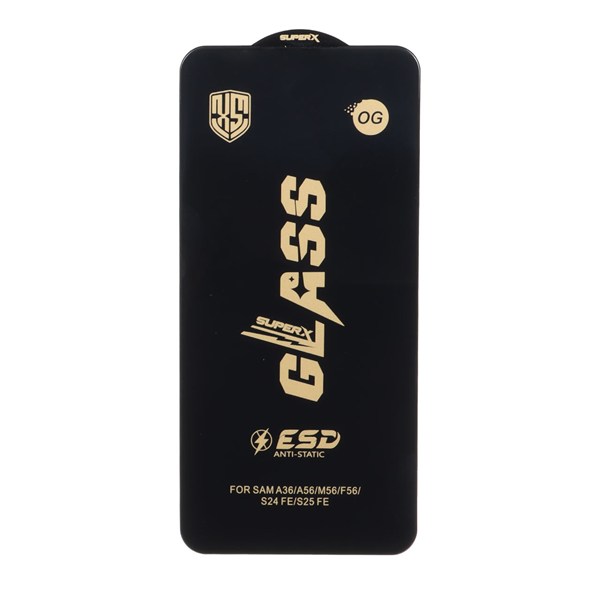 محافظ صفحه نمایش شیشه ای درجه یک Full Cover Super X OG - ESD OVOG مدل Samsung Galaxy S25 FE / S24 FE / A57 / A37 / A56 / A36