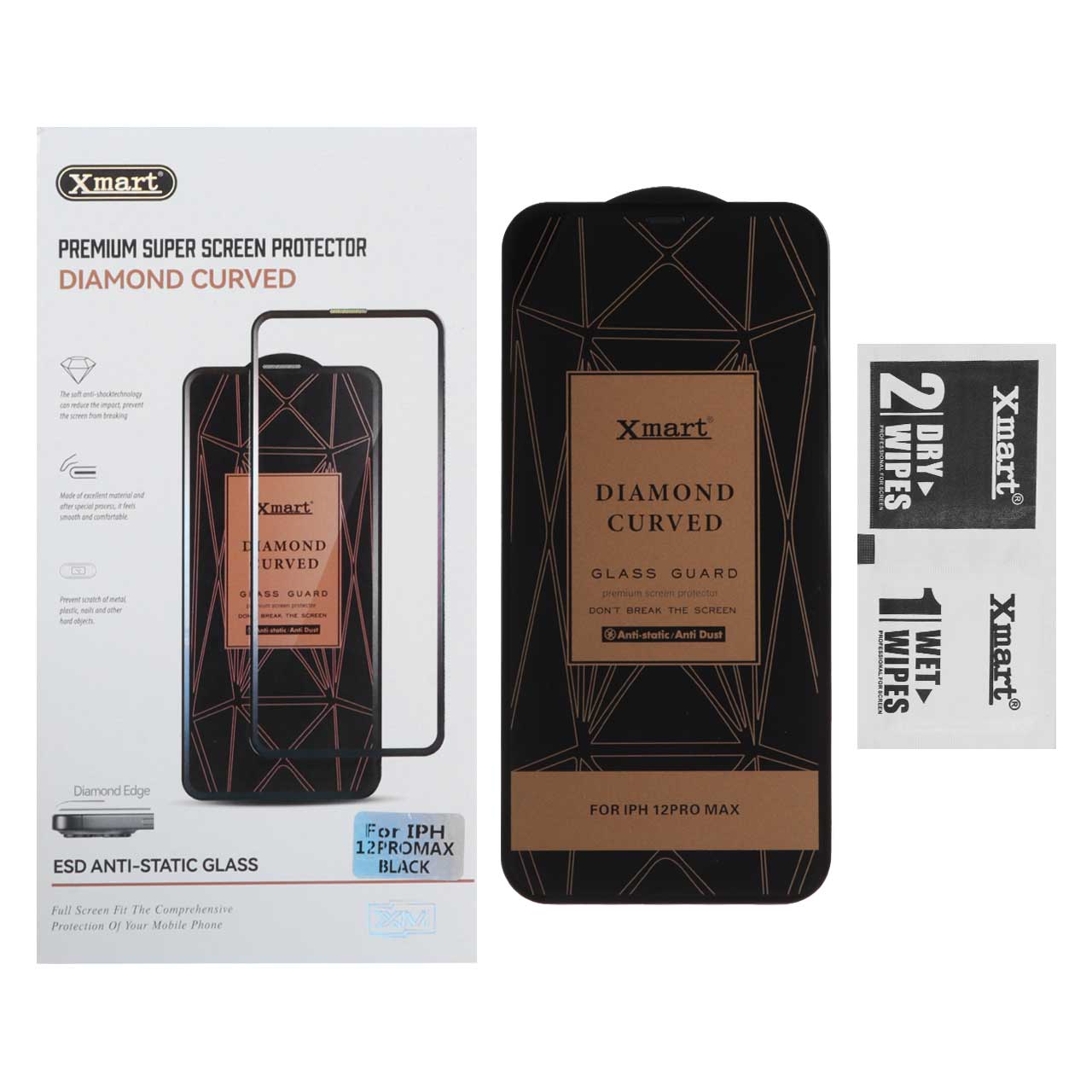 محافظ صفحه نمایش شیشه ای اورجینال XMART - Diamond Curved ESD Anti Static مدل Apple iPhone 12 Pro Max (پک دار)