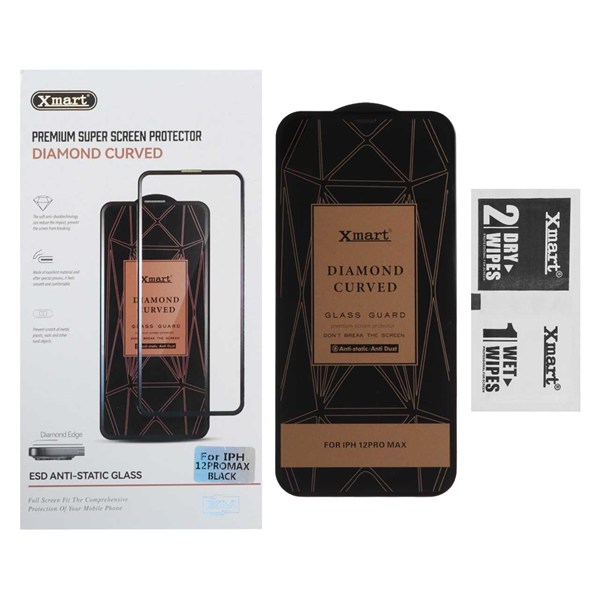 محافظ صفحه نمایش شیشه ای اورجینال XMART - Diamond Curved ESD Anti Static مدل Apple iPhone 12 Pro Max (پک دار)