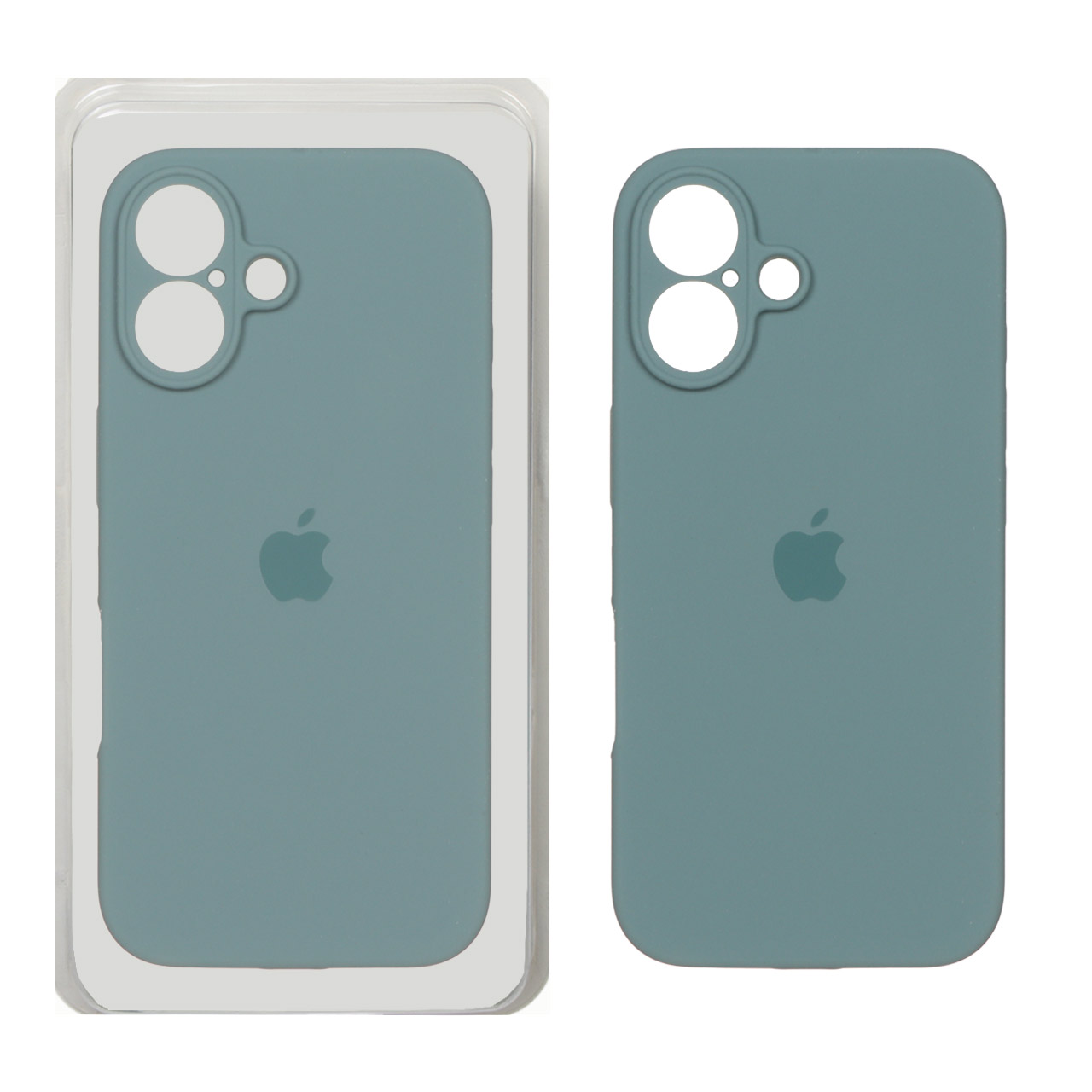 قاب سیلیکونی پاک کنی محافظ لنزدار اورجینال Apple iPhone 16 - سبز دریایی (پک اصلی)