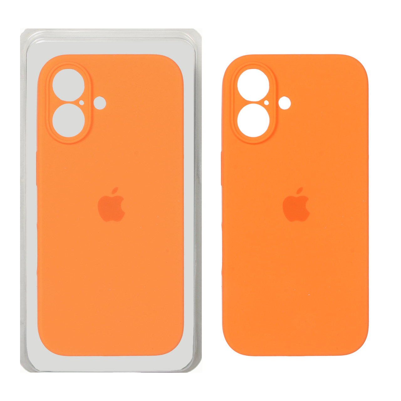 قاب سیلیکونی پاک کنی محافظ لنزدار اورجینال Apple iPhone 16 - نارنجی (پک اصلی)