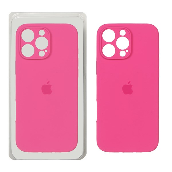 قاب سیلیکونی پاک کنی محافظ لنزدار اورجینال Apple iPhone 16 Pro Max - سرخابی (پک اصلی)
