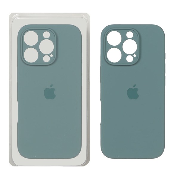 قاب سیلیکونی پاک کنی محافظ لنزدار اورجینال Apple iPhone 16 Pro - سبز دریایی (پک اصلی)