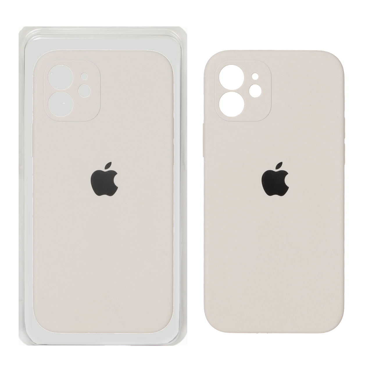 قاب سیلیکونی پاک کنی محافظ لنزدار اورجینال Apple iPhone 12 - خاکی (پک اصلی)