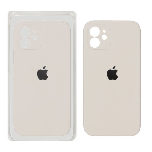 قاب سیلیکونی پاک کنی محافظ لنزدار اورجینال Apple iPhone 12 - خاکی (پک اصلی)