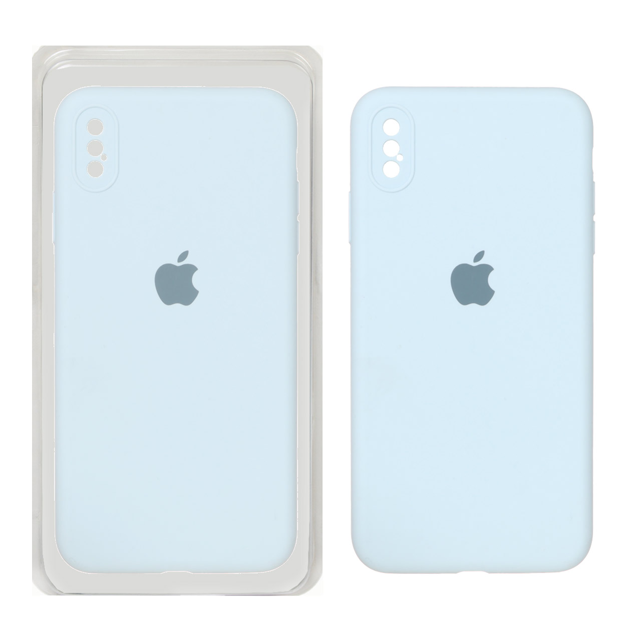 قاب سیلیکونی پاک کنی محافظ لنزدار اورجینال Apple iPhone X Max / iPhone XS Max - آبی کبریتی (پک اصلی)