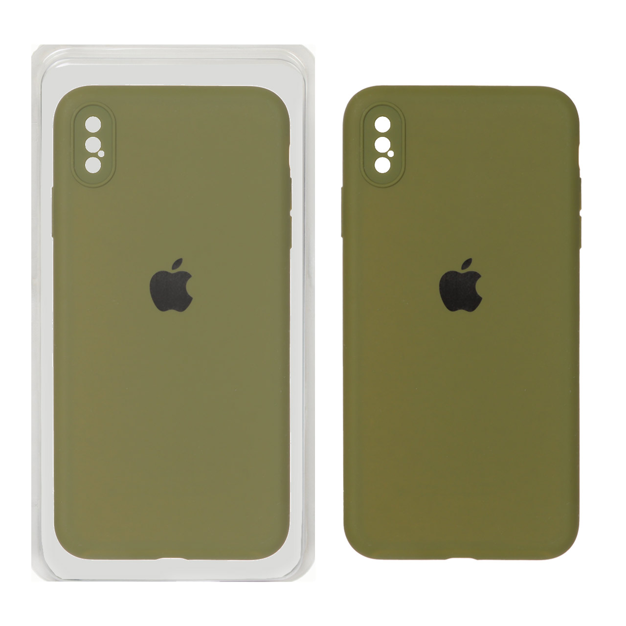 قاب سیلیکونی پاک کنی محافظ لنزدار اورجینال Apple iPhone X Max / iPhone XS Max - سبز زیتونی (پک اصلی)