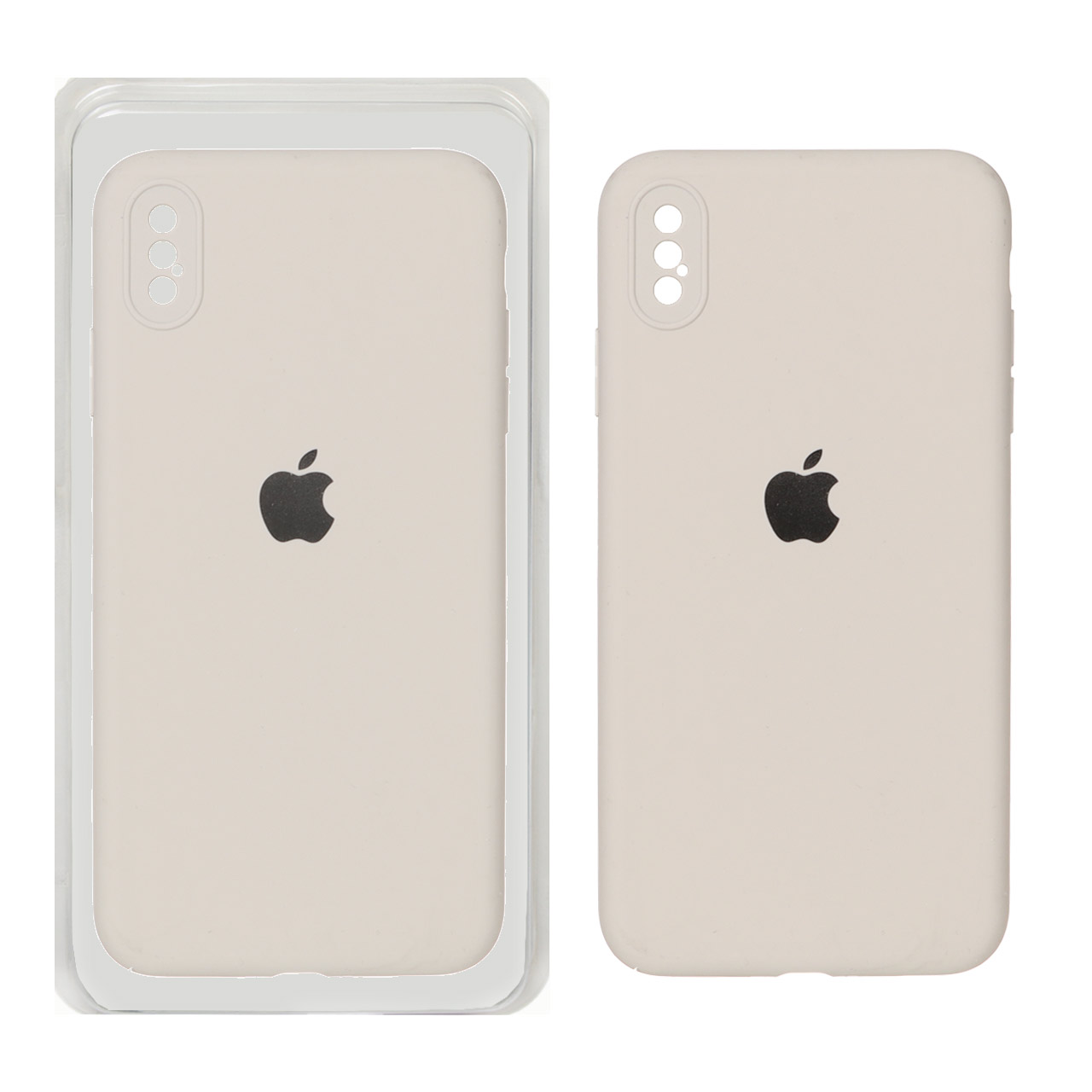قاب سیلیکونی پاک کنی محافظ لنزدار اورجینال Apple iPhone X Max / iPhone XS Max - خاکی (پک اصلی)