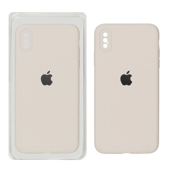 قاب سیلیکونی پاک کنی محافظ لنزدار اورجینال Apple iPhone X Max / iPhone XS Max - خاکی (پک اصلی)