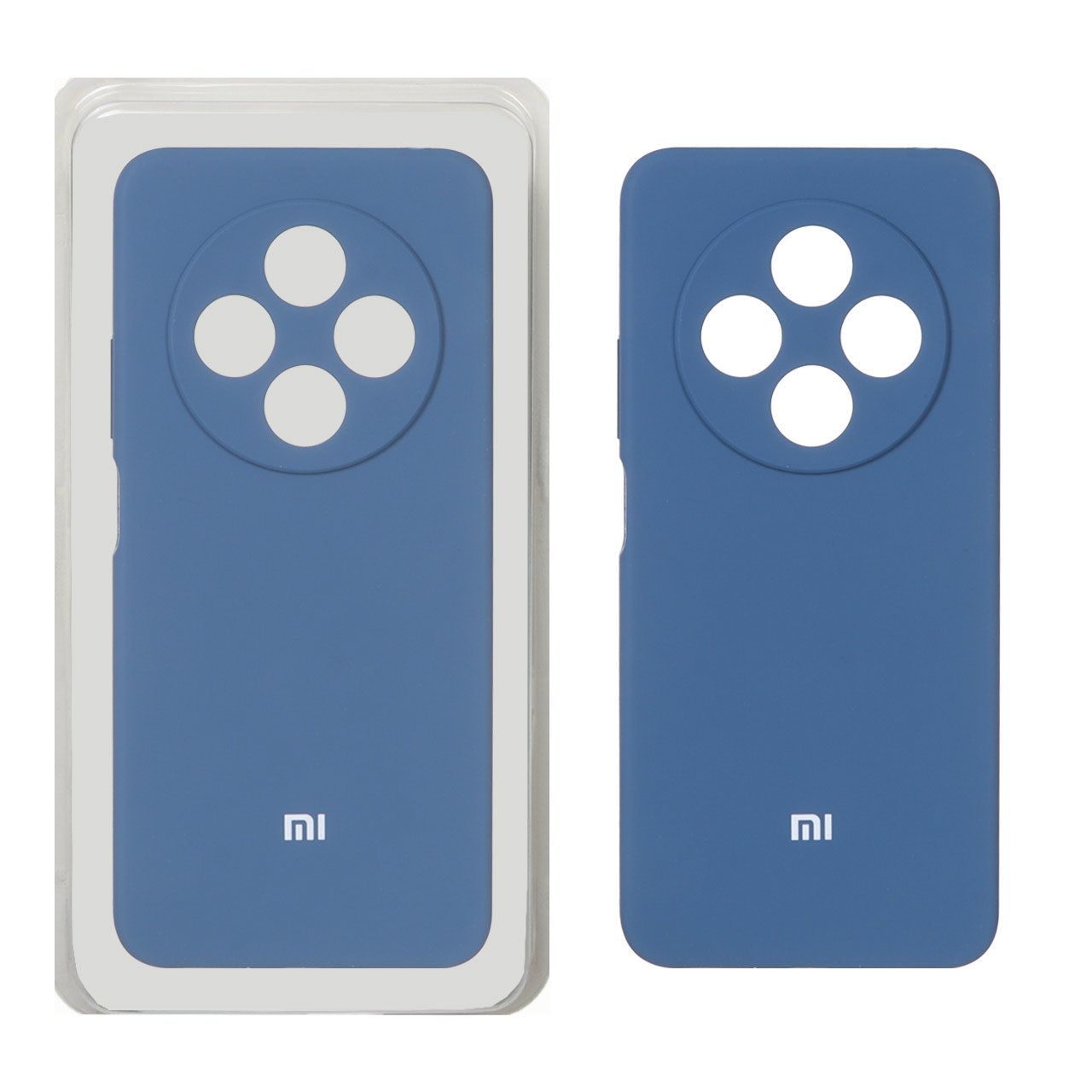 قاب سیلیکونی پاک کنی محافظ لنزدار اورجینال Xiaomi Redmi 14C / Redmi A4 / Poco C75 - آبی تیره (پک اصلی)