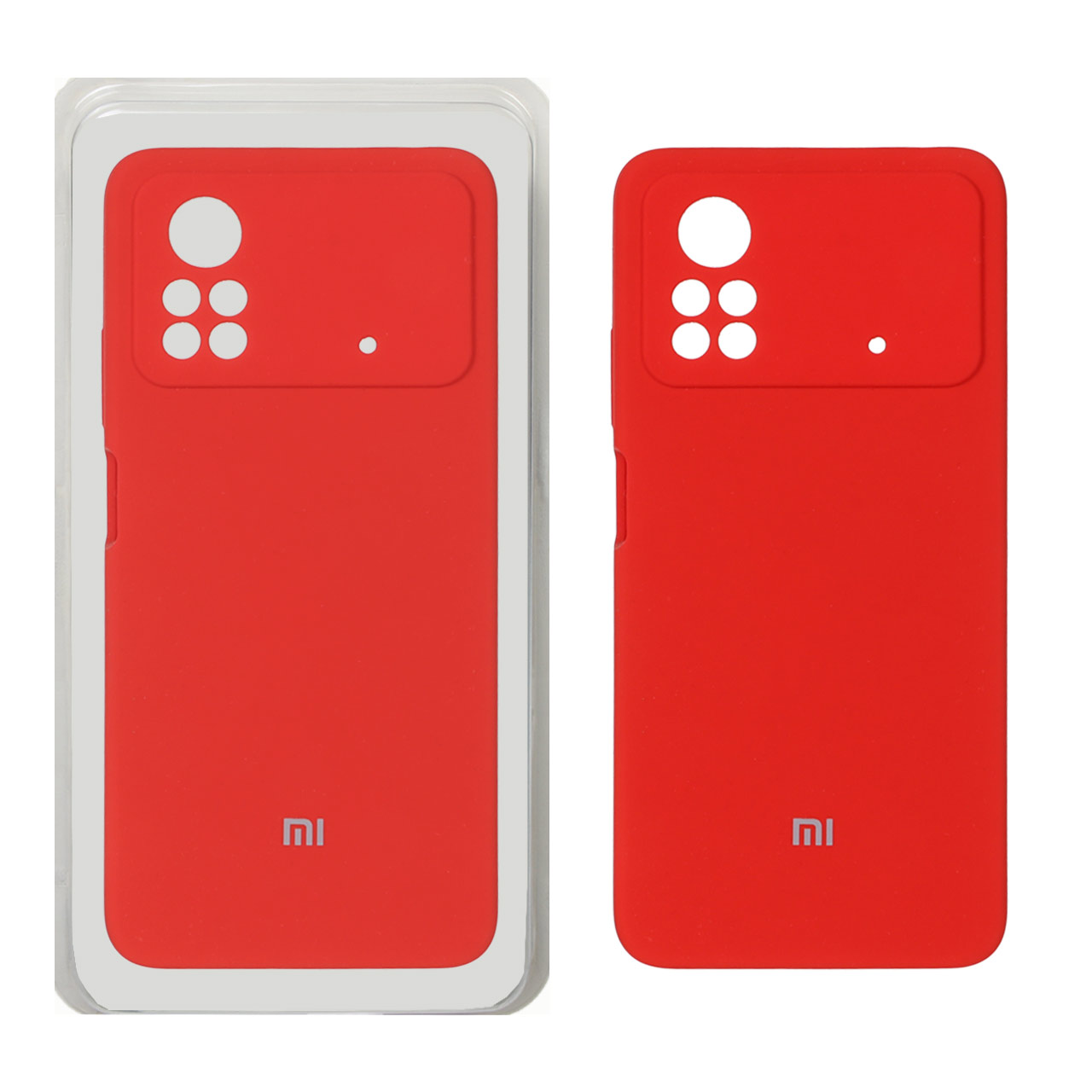 قاب سیلیکونی پاک کنی محافظ لنزدار اورجینال Xiaomi Poco X4 Pro - قرمز (پک اصلی)