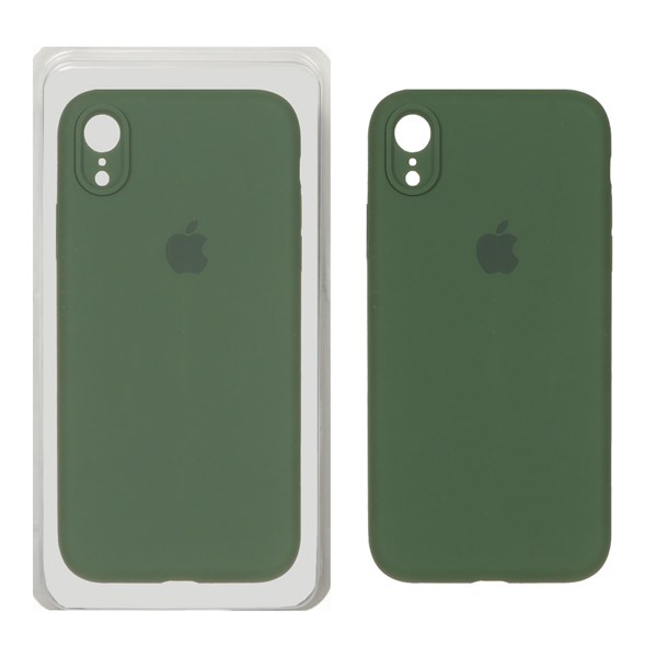 قاب سیلیکونی پاک کنی محافظ لنزدار اورجینال Apple iPhone XR - سبز تیره (پک اصلی)