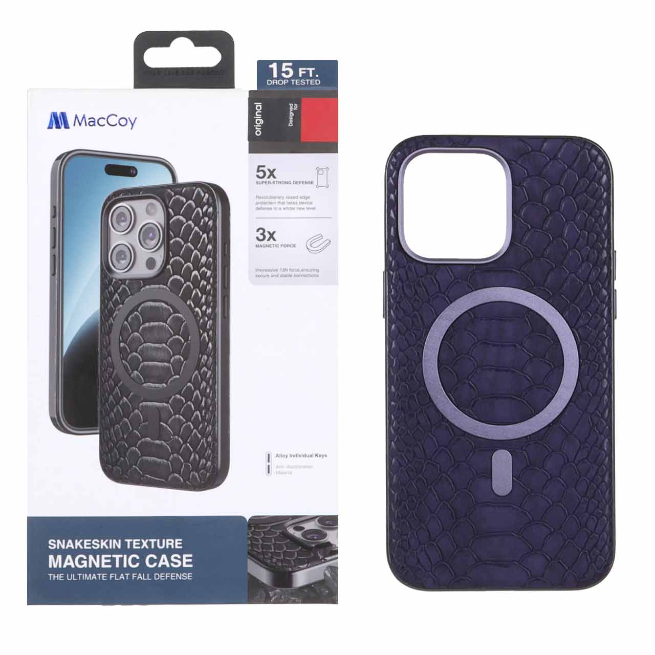 قاب اورجینال MacCoy چرمی پوست ماری MagSafe مدل Apple iPhone 14 Pro Max - بنفش (پک دار)