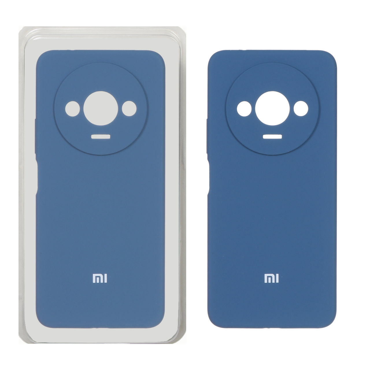 قاب سیلیکونی پاک کنی محافظ لنزدار اورجینال Xiaomi Redmi A3 / A3x / Poco C61 - آبی تیره (پک دار)