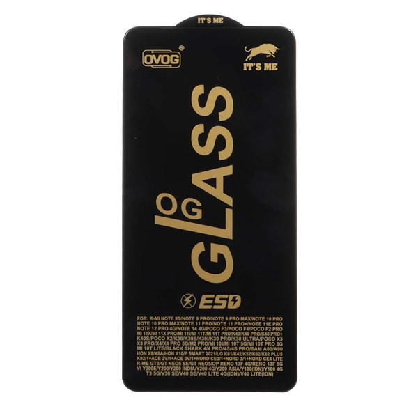 محافظ صفحه نمایش شیشه ای درجه یک Xiaomi Redmi Note 14 4G - Full Cover OG - ESD OVOG - (بدون پک) - مشکی
