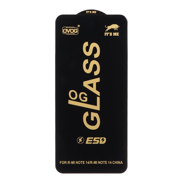 محافظ صفحه نمایش شیشه ای درجه یک Xiaomi Redmi Note 14 4G - Full Cover OG - ESD OVOG - (بدون پک) - مشکی
