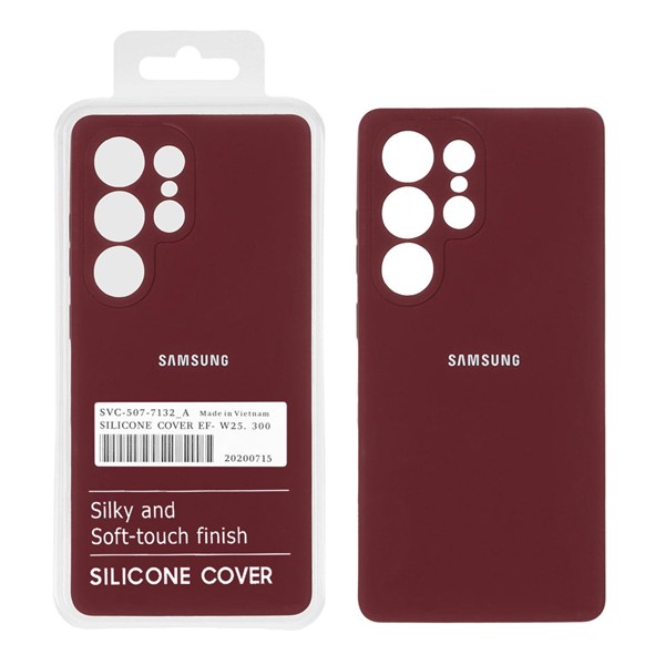 قاب سیلیکونی پاک کنی اورجینال درجه یک Samsung Galaxy S25 Ultra - زرشکی (پک دار)