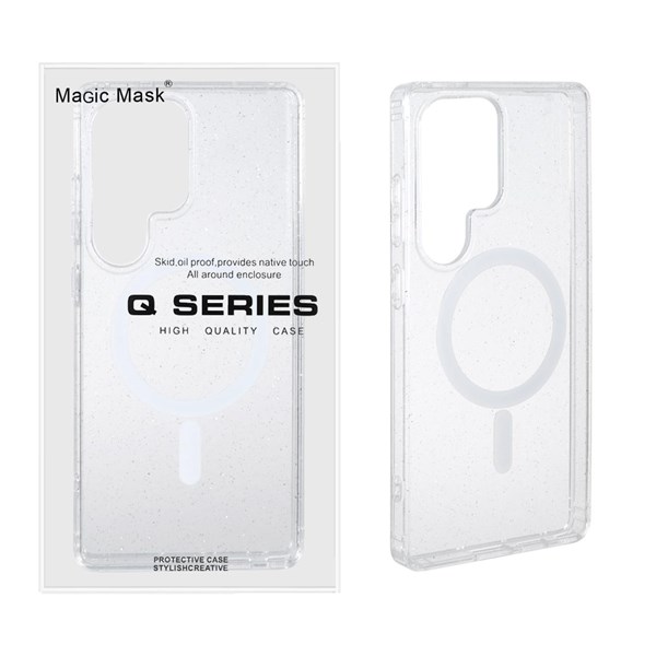 قاب اورجینال پشت سخت شفاف Magsafe اکلیلی Samsung Galaxy S25 Ultra (پک دار)