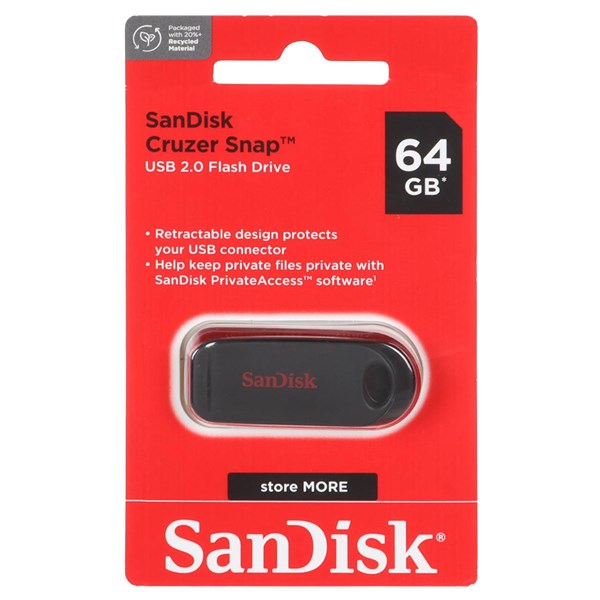 SanDisk Cruzer Snap USB2.0 Flash Memory -64GB(گارانتی سورین)