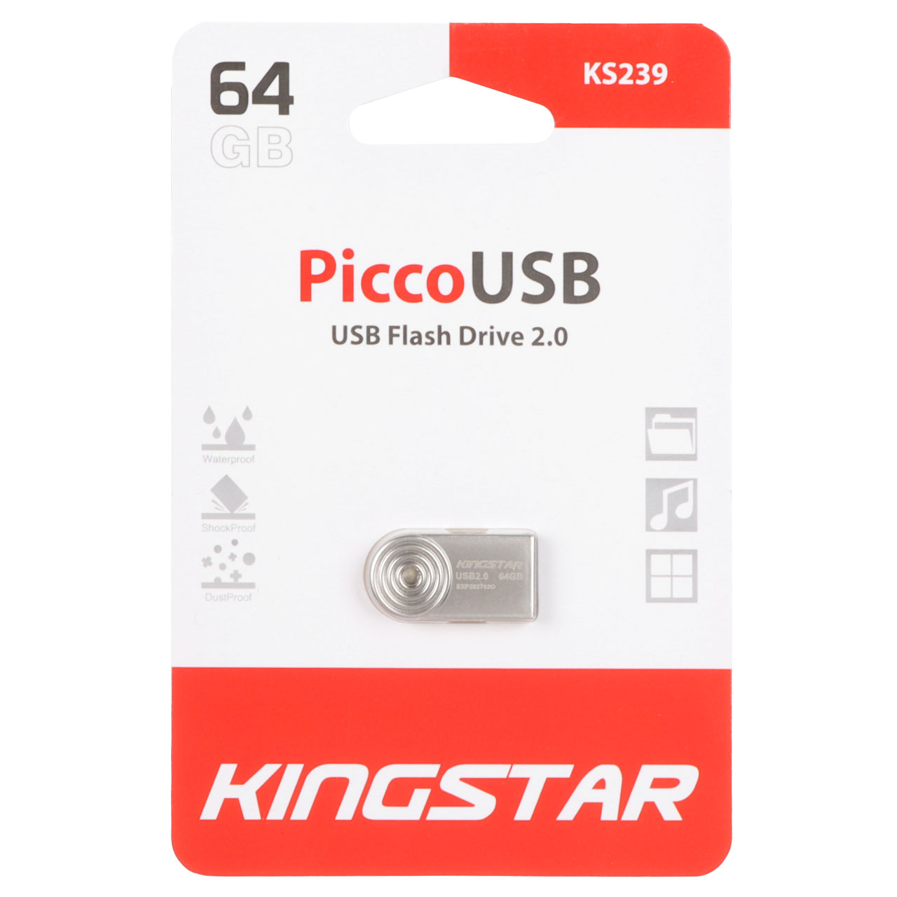 فلش مموری KingStar USB2.0 مدل Picco KS239 ظرفیت 64GB - نقره ای (گارانتی متین)