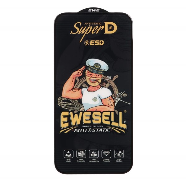 محافظ صفحه نمایش شیشه ای Full Cover Super D Esd Ewesell مدل Apple iPhone 16 Pro Max (بدون پک)
