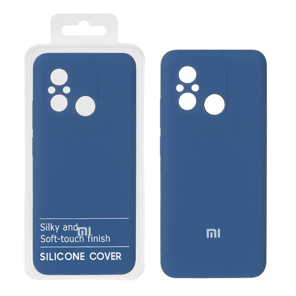 قاب سیلیکونی پاک کنی اورجینال درجه یک Xiaomi Redmi 12C / Redmi 11A / Poco C55 - آبی کاربنی (پک دار)