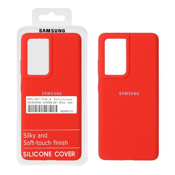 قاب سیلیکونی پاک کنی اورجینال درجه یک Samsung Galaxy S21 Ultra - قرمز (پک دار)